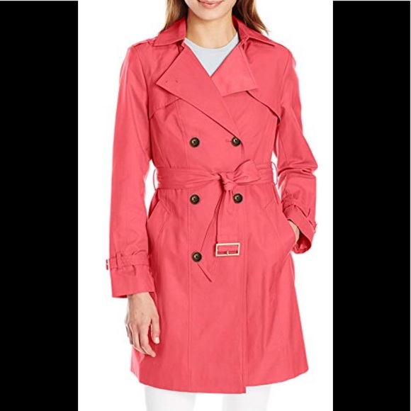 Cole Haan Womens Double Breasted Trench